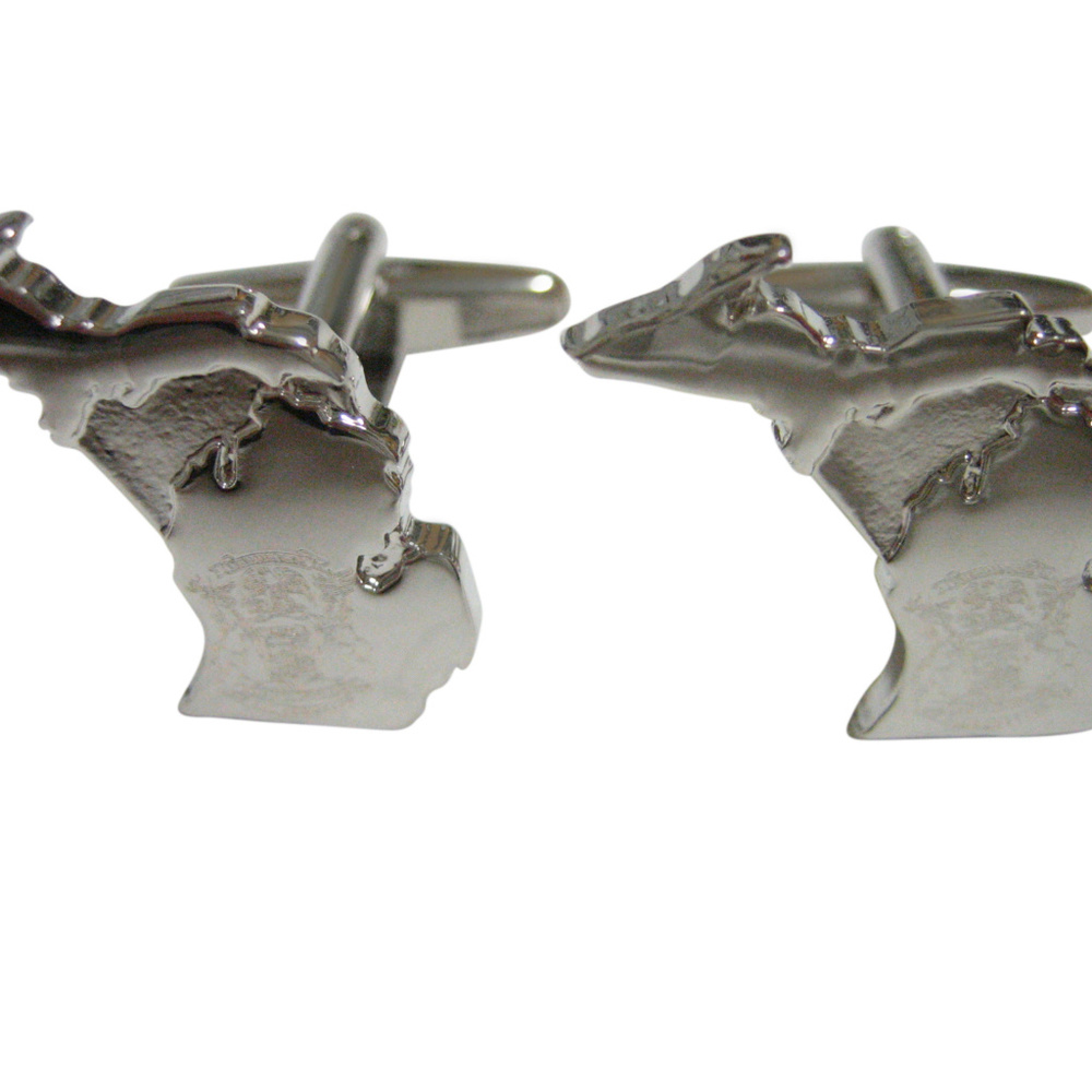 Michigan State Map Shape And Flag Design Cufflinks - image 1